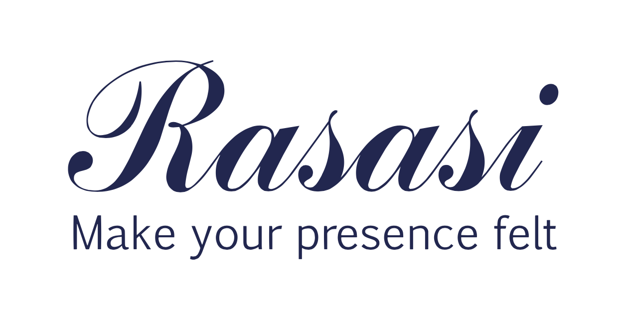 Rasasi perfume brand logo with “Make your presence felt” tagline